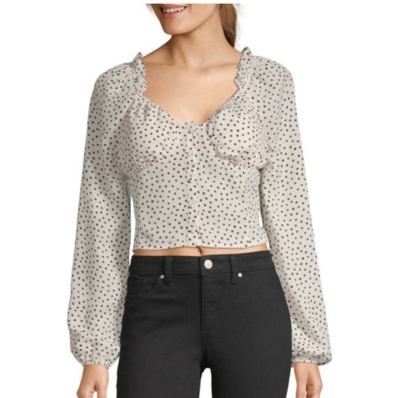 Society & Stitch Sweetheart Cropped Dot Blouse M - Picture 1 of 16